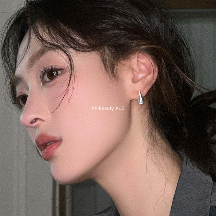 C廠-韓版竪紋八芒星鋯石耳環女小眾設計感輕奢個性甜酷耳圈高級感耳飾「EH-4097」25.12-1