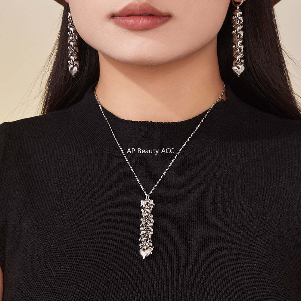 B廠-跨境熱銷款超多愛心手工項鍊耳環首飾套裝不鏽鋼鍍18k真金「TXP480」25.11-4