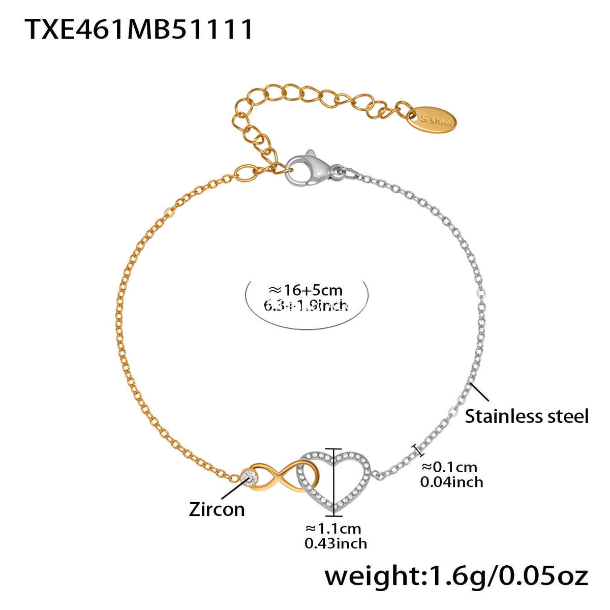 B廠-跨境熱銷款愛心8字鋯石超精緻項鍊手鍊套裝不鏽鋼鍍18k真金「TXP461」25.11-3