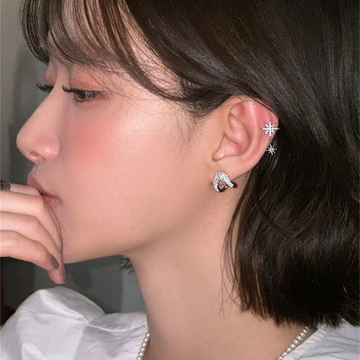 C廠-超閃百搭鋯石耳夾女爆款熱賣韓系ins時尚八芒星耳骨夾高級感耳飾「EH-3858」25.09-2