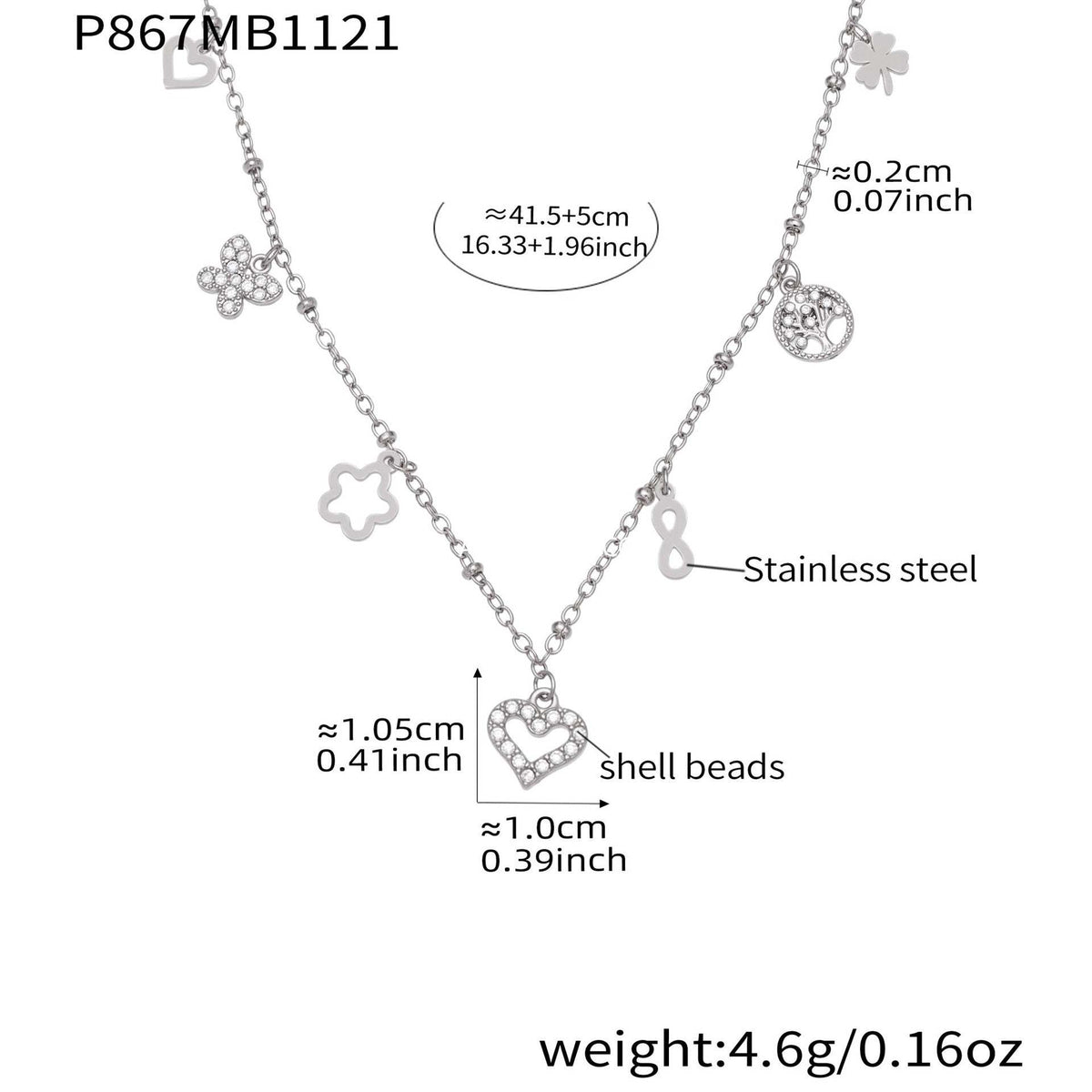 B廠-跨境新款靈動愛心滿鑽鋯石吊墜雙層鎖骨項鍊不鏽鋼鍍18k金「P874」25.11-4