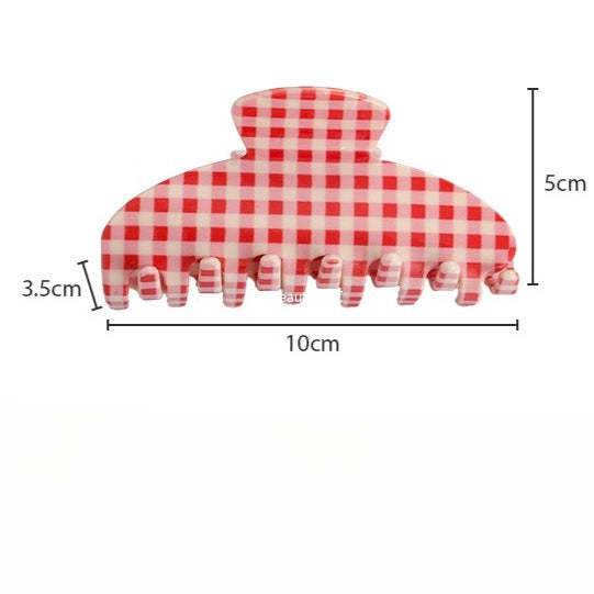 E廠-新款醋酸簡約格紋抓夾氣質簡約髮夾盤髮鯊魚夾百搭日常高級感髮飾「27612」25.10-5
