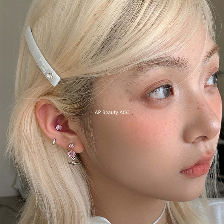 C廠-甜酷小香風宇宙星軌吊墜耳釘女精緻高級感粉鋯石耳環輕奢秋冬耳飾「EH-4153」25.12-2