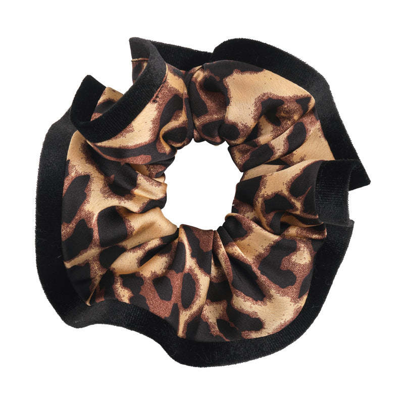 E廠-復古豹紋拷邊大腸髮圈頭繩髮飾秋冬頭花扎馬尾皮筋高級感髮繩頭飾「27700」25.11-4