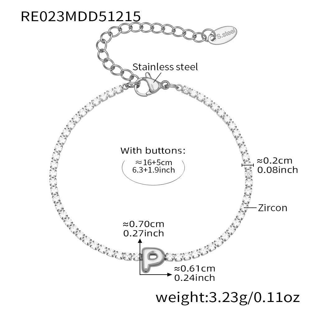 B廠-爆閃爪鑲鋯石26字母手鍊 不鏽鋼鍍18k真金時尚精緻氣質珠寶首飾女「RE023」25.12-3