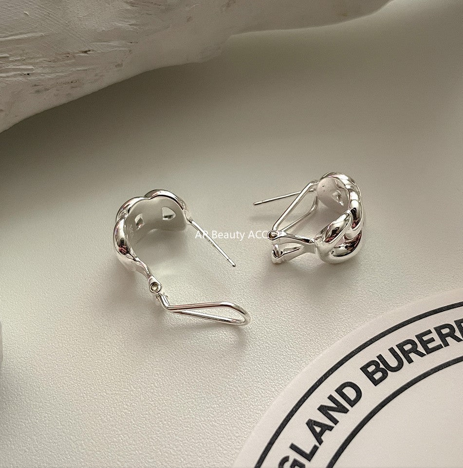 F廠-韓國韓版925純銀鎖鏈耳環耳釘耳扣女簡約時尚ins耳飾「C873」25.11-2