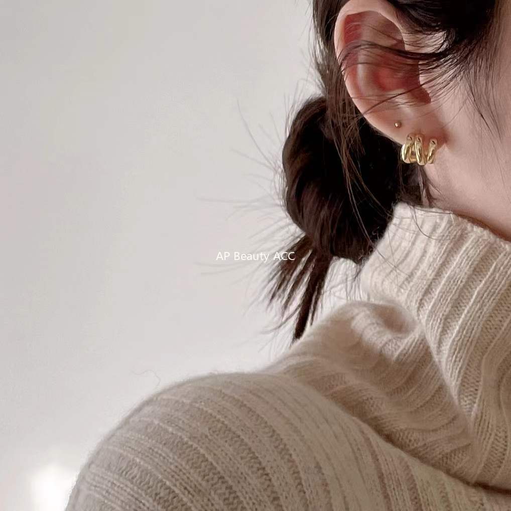 F廠-韓國韓版925純銀耳釘韓風INS極簡波紋耳環耳扣銀耳釘女「C878」25.12-1