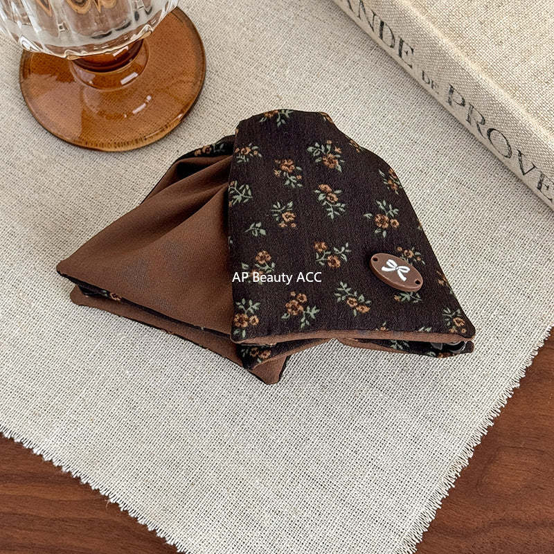 E廠-韓國秋冬復古設計感碎花三角抓夾氣質百搭扎馬尾美拉德鯊魚夾髮夾「27648」25.11-1