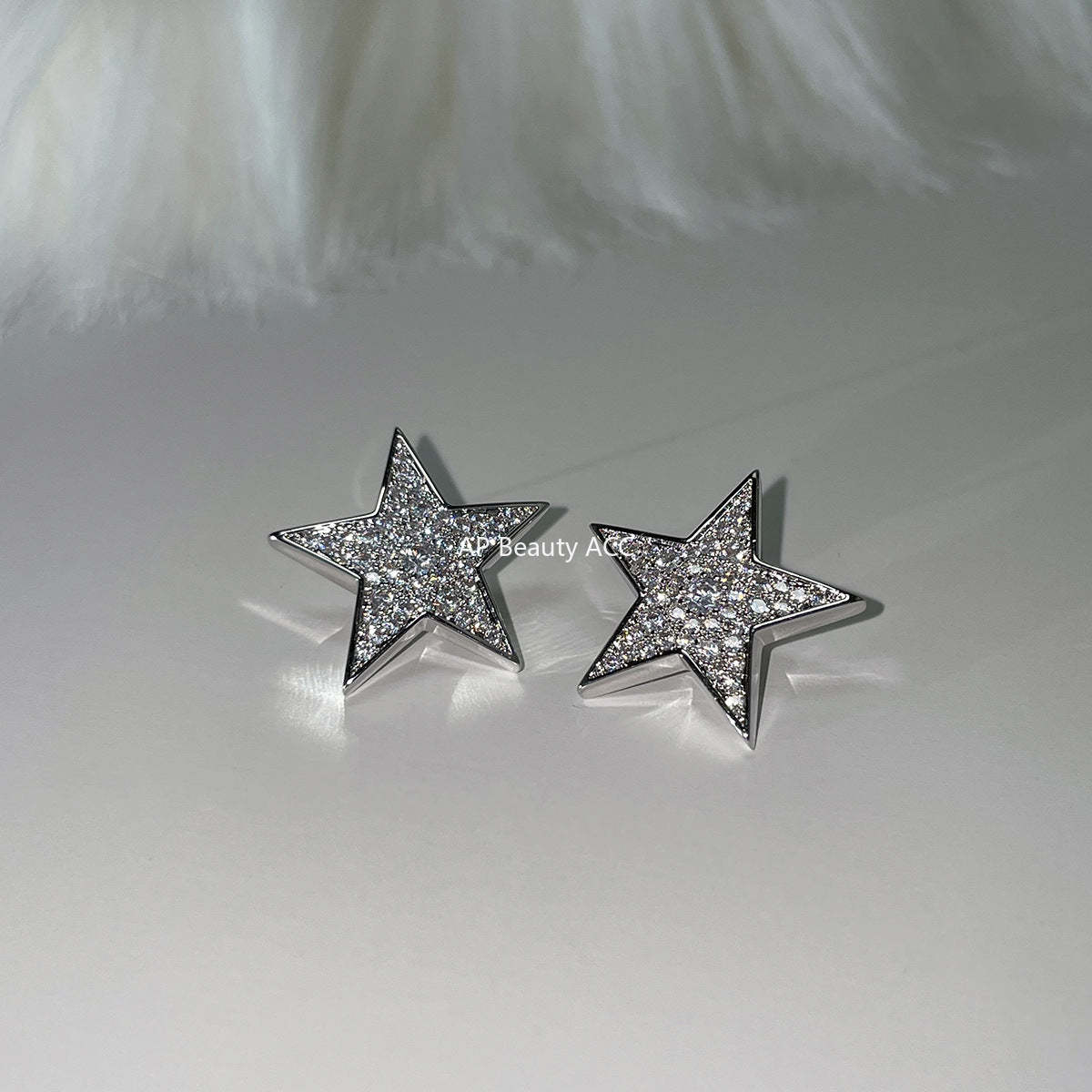 C廠-925銀針滿鑽五角星耳釘輕奢簡約百搭高級感鋯石耳環日常精緻耳飾「EH-4111」25.11-3