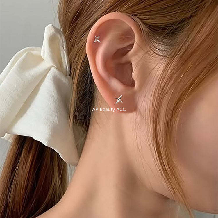 C廠-925純銀千紙鶴耳釘秋冬高級感小眾時尚耳環精緻百搭極簡日常耳飾「EH-4327」25.12-1