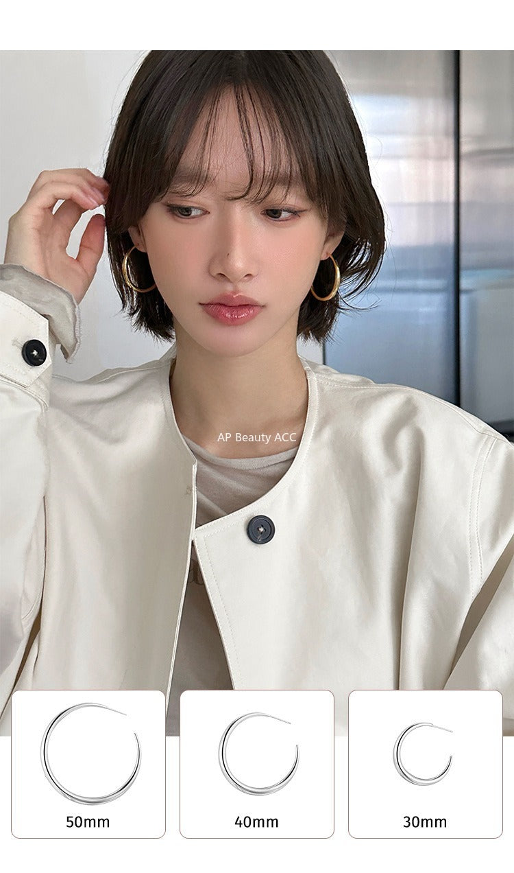 C廠-歐美冷淡風誇張大圓圈耳環輕奢小眾氣質銀針耳釘網紅同款秋冬耳飾「EH-4183」25.11-1