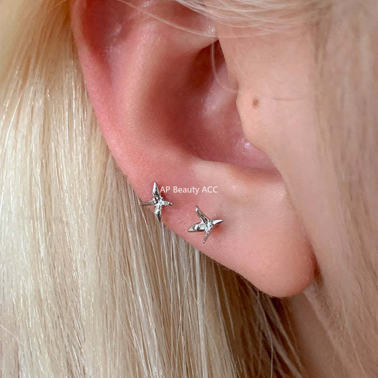 C廠-925純銀千紙鶴耳釘秋冬高級感小眾時尚耳環精緻百搭極簡日常耳飾「EH-4327」25.12-1