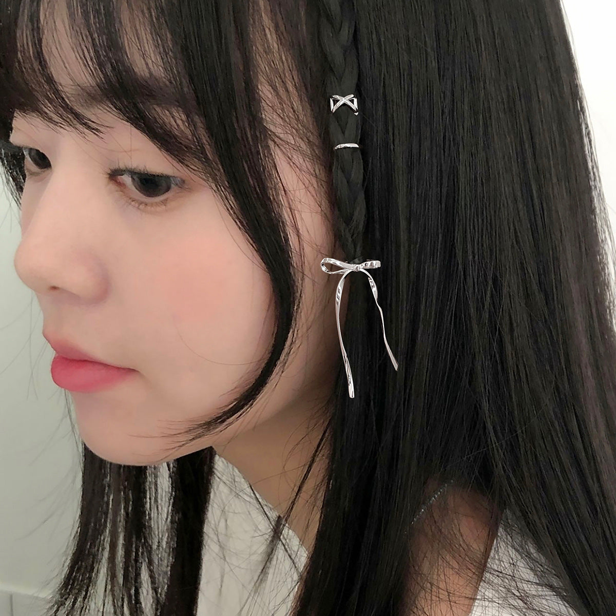 C廠-韓版芭蕾蝴蝶結側邊發夾女輕奢高級感優雅氣質甜美風日系劉海夾「FS-490」25.06-3