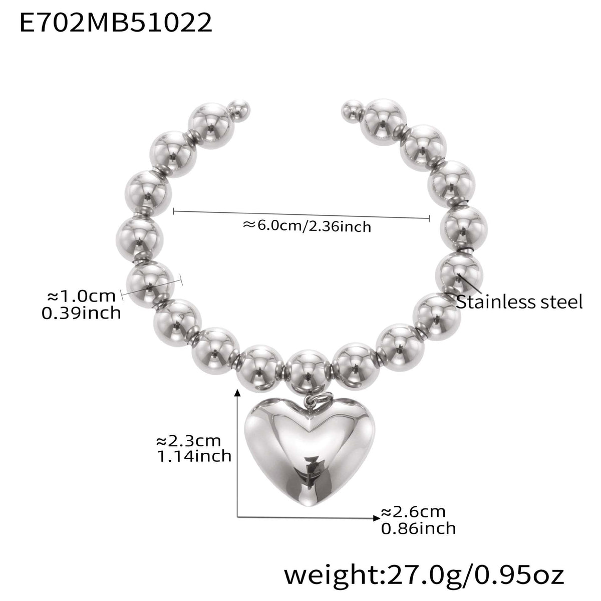 B廠-不鏽鋼空心歐美大愛心鋼珠手環鍍18k真金簡約時尚百搭手鐲「E701-E702」25.10-5