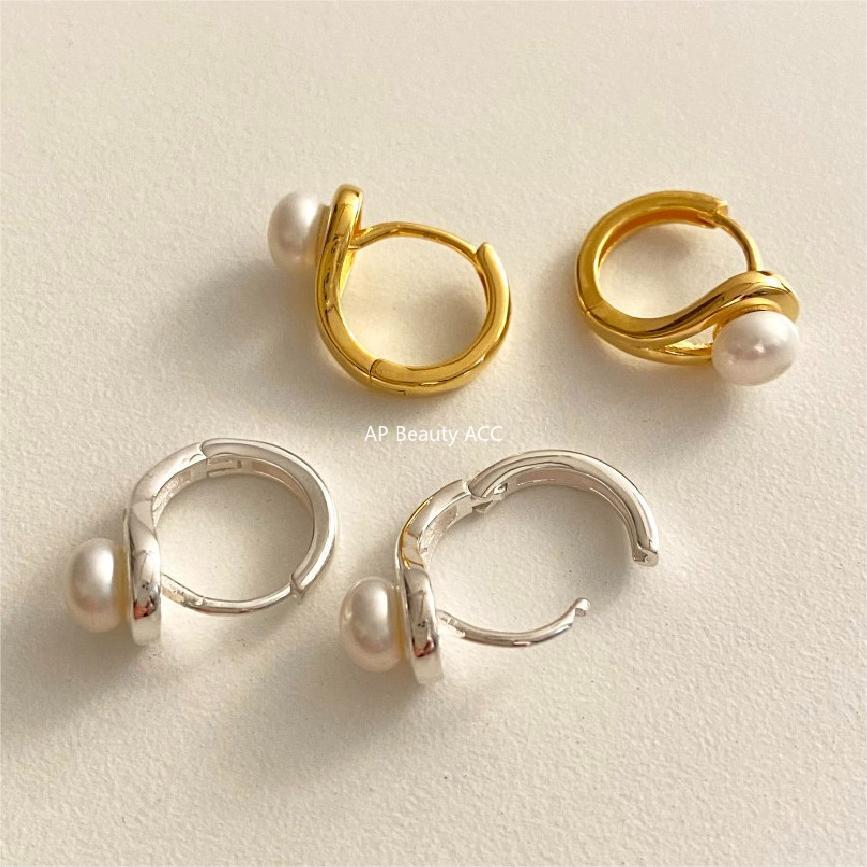 F廠-韓國韓版925純銀珍珠耳扣女簡約時尚ins風耳釘耳環「C1205」25.12-2