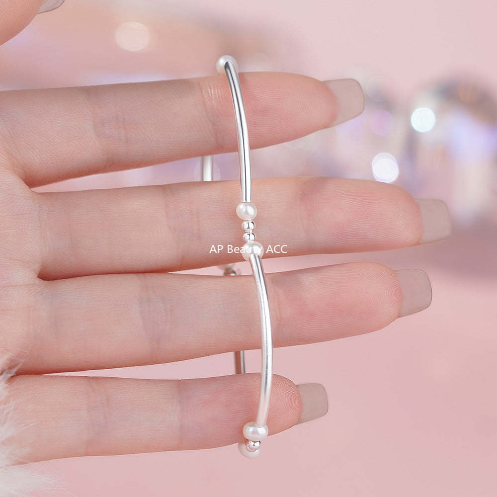 D廠-S999足銀簡約原子珠珍珠手鍊女秋冬新款法式復古優雅溫柔手飾批發「YC4711SL」25.11-4