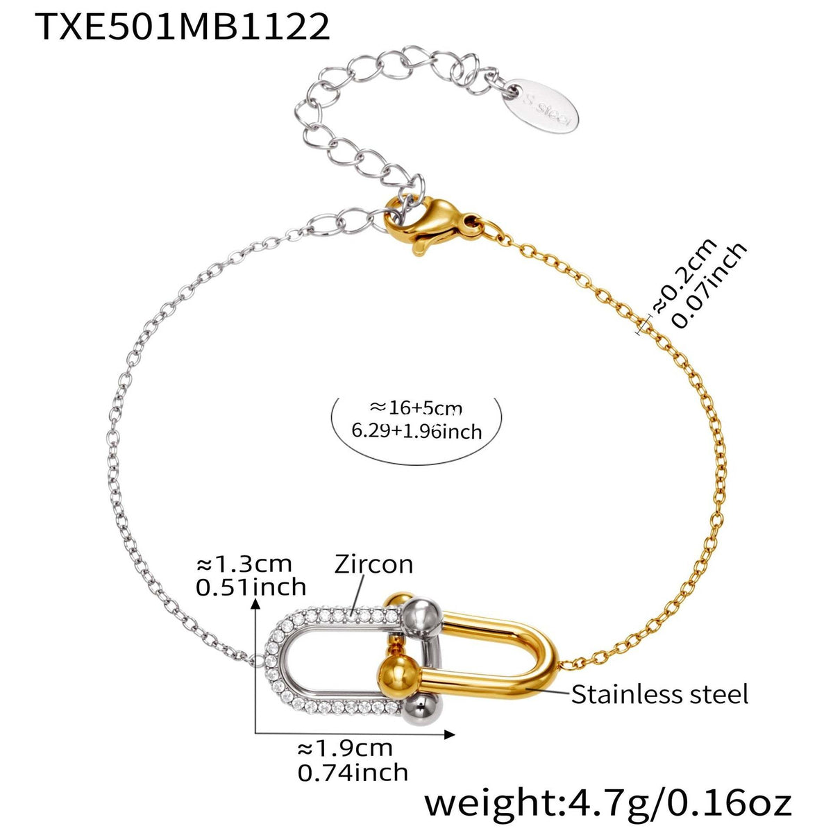 B廠-不鏽鋼馬蹄扣帶鑽飾品耳環戒指手鍊項鍊首飾套裝鍍18k真金不掉色「TXP501」25.11-4