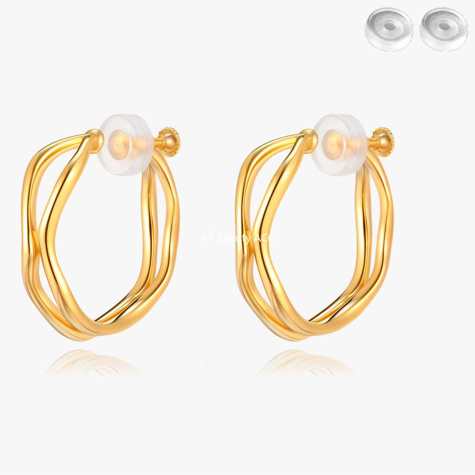 C廠-極簡百搭雙層不規則耳夾女小眾高級感時尚耳環精緻氣質秋冬耳飾「EJ-60」25.12-3