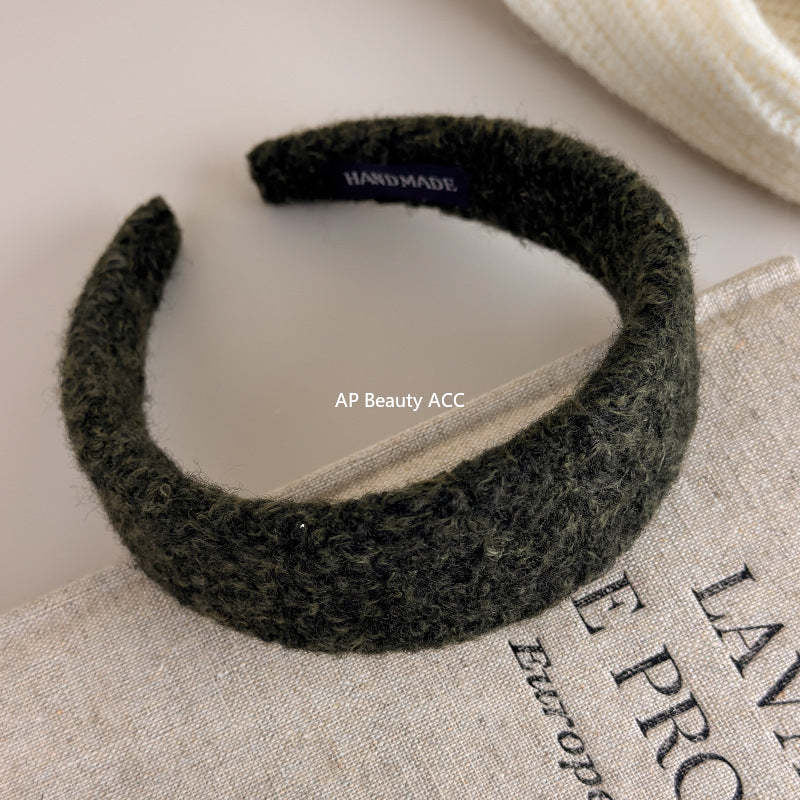 E廠-2025新款秋冬毛毛絨絨羊卷毛頭箍寬邊壓髮卡髮捆頭飾高顱頂髮箍女「27649」25.11-1