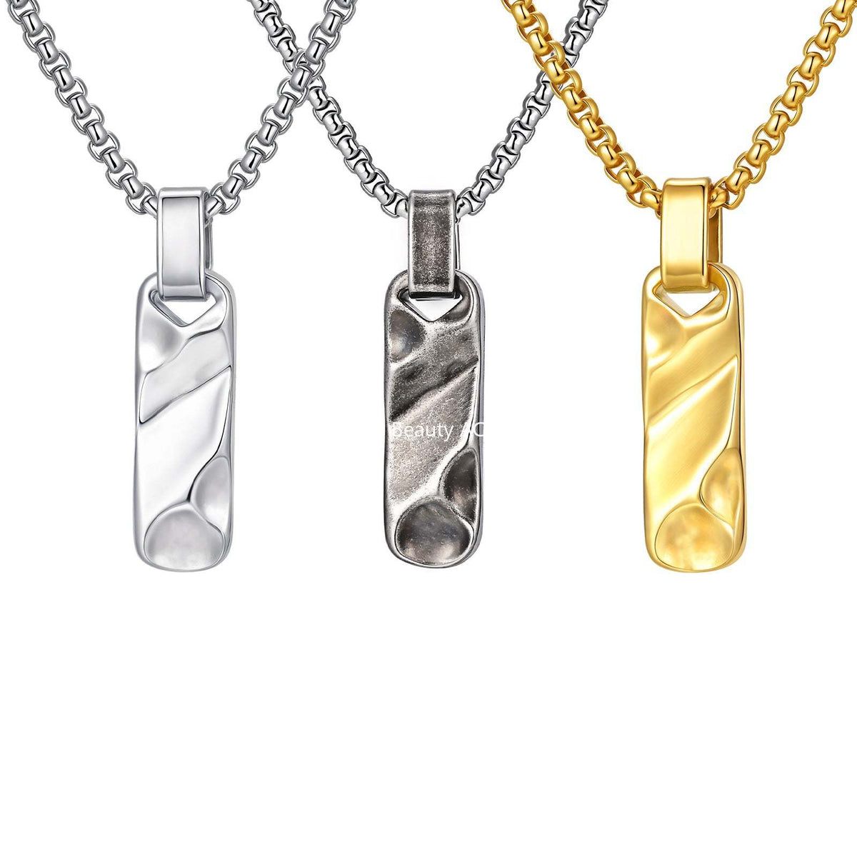 G廠-不鏽鋼立體長方條小眾設計感幾何吊墜男女首飾「PN-2272」25.12-2