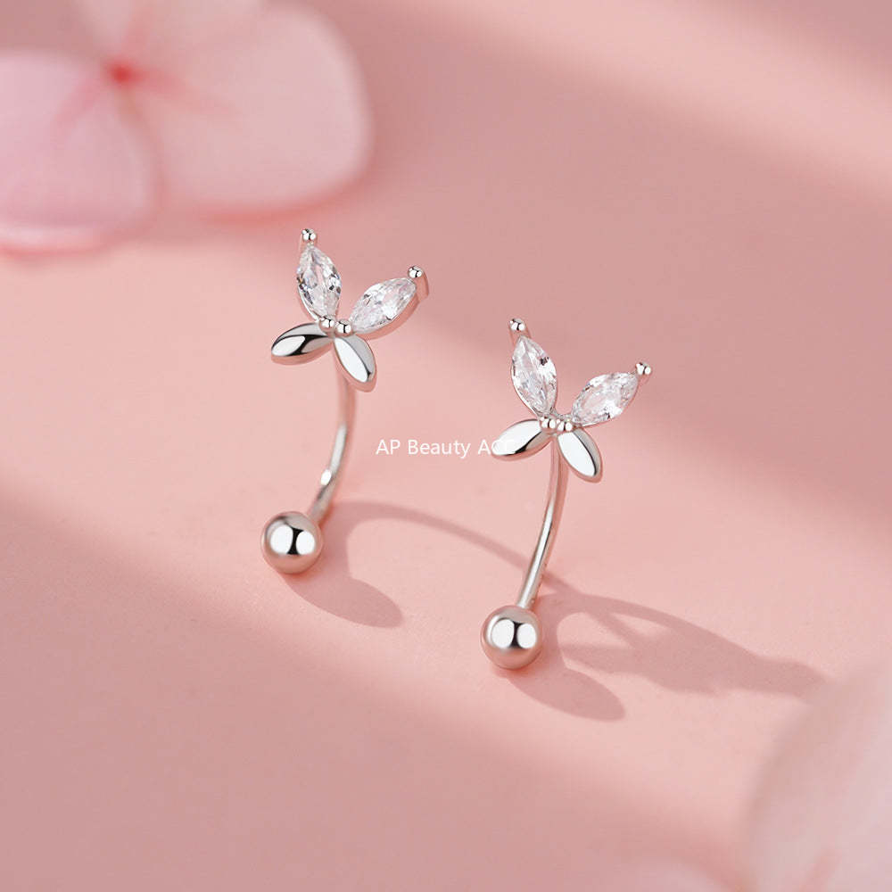 D廠-S999足銀蝴蝶螺絲耳鉤森系唯美養耳洞溫柔小清新優雅淑女耳飾「YC10288E_1」25.11-4