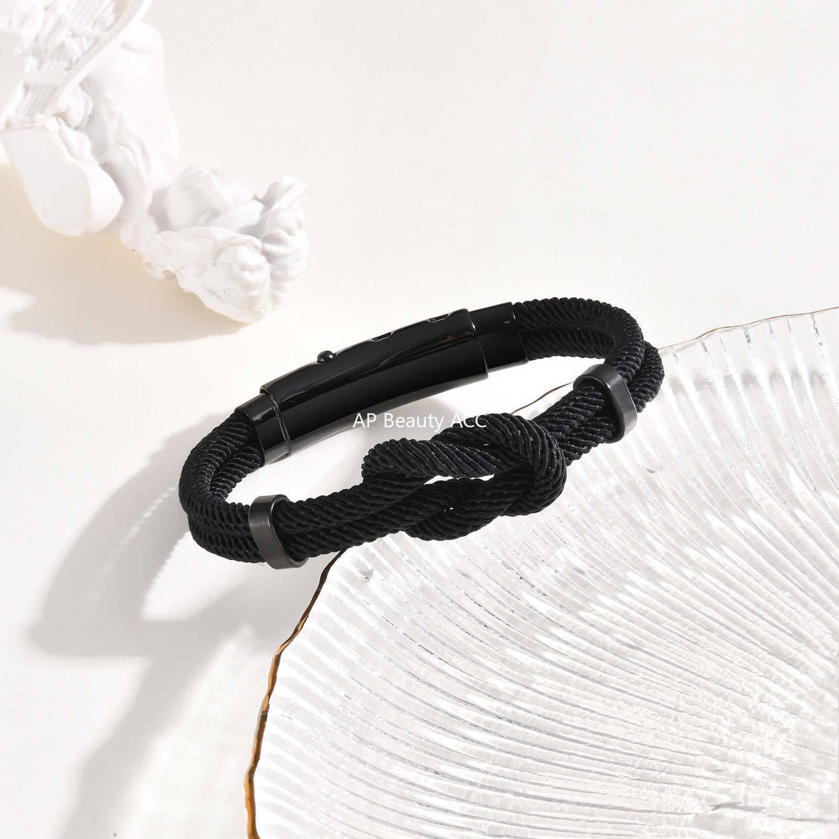 G廠-不鏽鋼男士調節扣黑色無限符號米蘭繩同心結手繩手鍊「BL-739」25.11-2