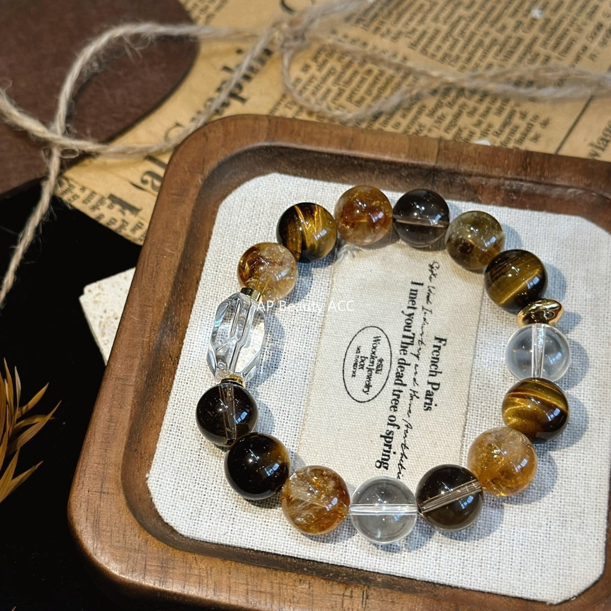 AS廠-天然黃塔晶黃虎眼招財轉運男女生手串美拉德色系小紅書抖音爆「l2972」25.11-1