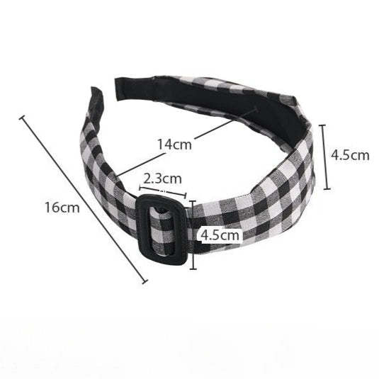 E廠-復古經典黑白格髮箍女秋冬時尚氣質頭箍高顱頂壓髮日常外戴髮捆「27634」25.11-1