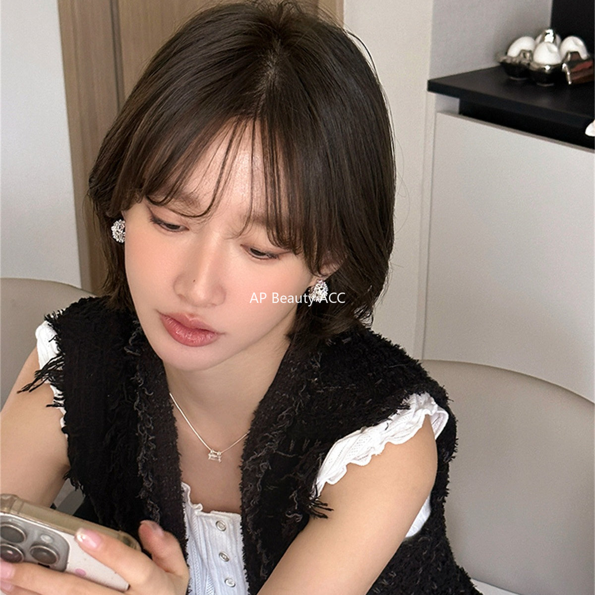 C廠-輕奢爆閃鋯石耳釘女小眾設計感鋯石鏤空豆豆耳環時尚日常氣質耳飾「EH-4201」25.10-3