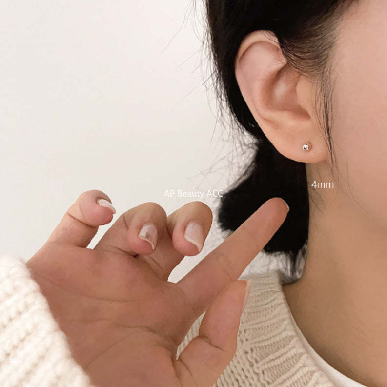 F廠-歐美韓國925純銀耳釘冷淡風圓珠耳環耳扣耳飾「C876」25.12-1