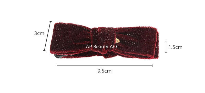 E廠-復古金絲絨細閃蝴蝶結香蕉夾女扭扭夾秋冬新款高馬尾竪夾髮卡髮飾「27763」25.12-1