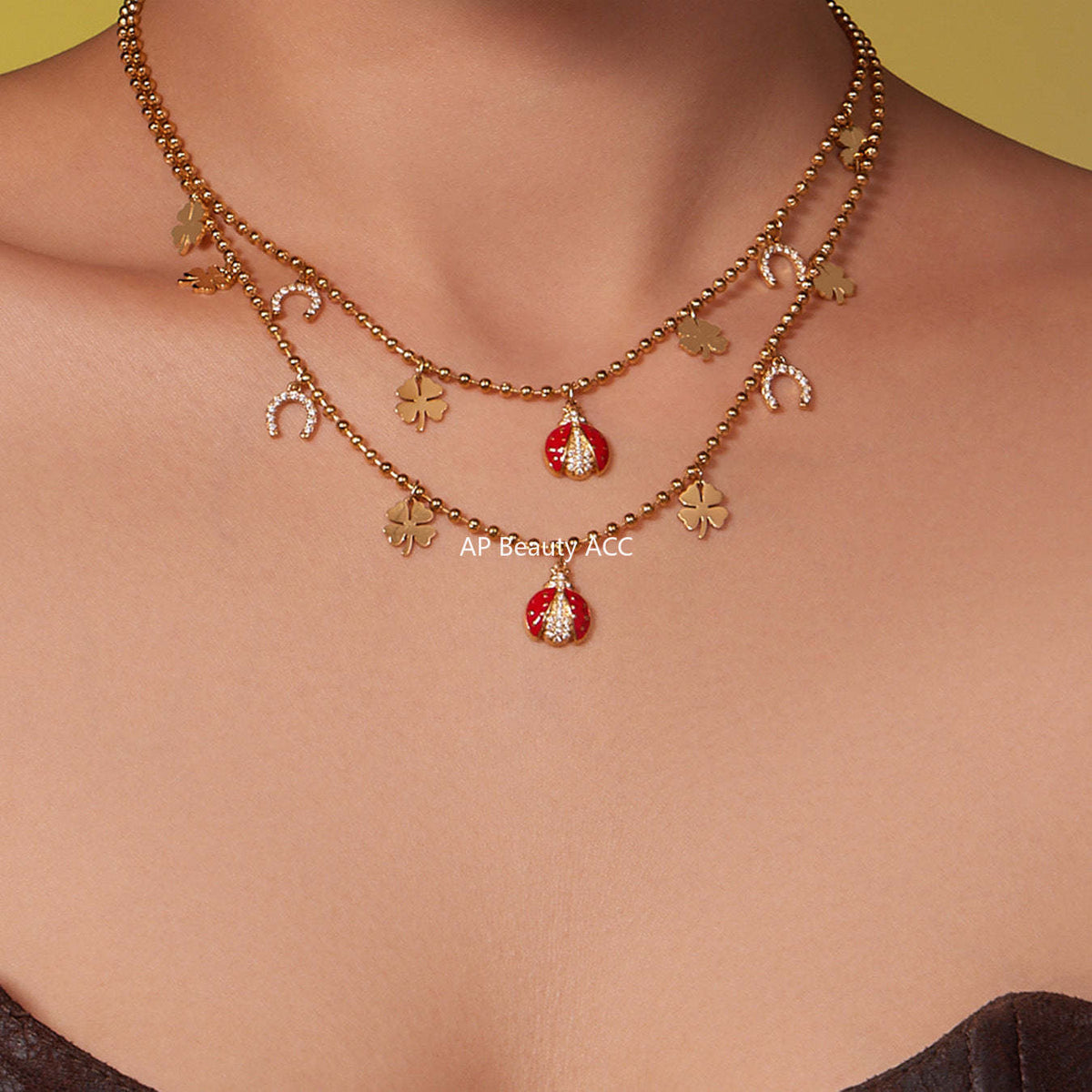 B廠-不鏽鋼5A鋯石滴油七星瓢蟲多配件吊墜項鍊手鍊耳環腳鏈套裝「TXP479」25.11-4