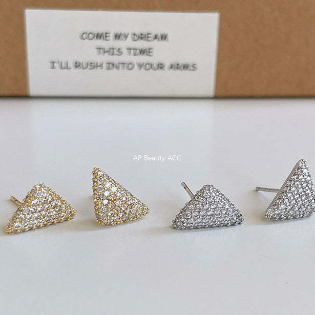 C廠-立體滿鋯石三角形氣質絕美耳釘女輕奢高級感精緻耳環時尚優雅耳飾「EH-4321」25.12-3
