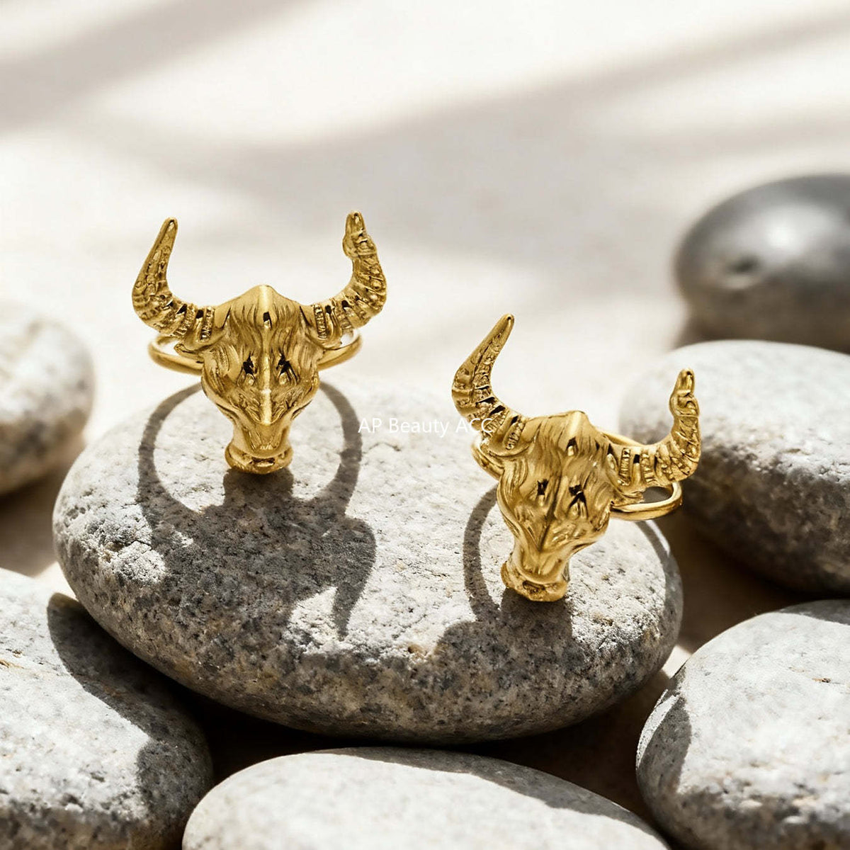 B廠-不鏽鋼牛頭馬滴油開口可調節戒指鍍18k真金歐美時尚百搭朋克指環「A668-A689-A670」25.12-3