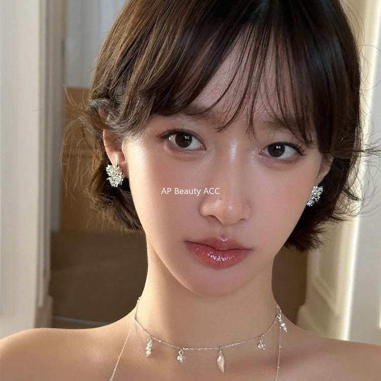 C廠-超閃鋯石珍珠耳釘女氣質精緻高級感耳環輕奢百搭清冷感通勤耳飾「EH-4048」25.12-1