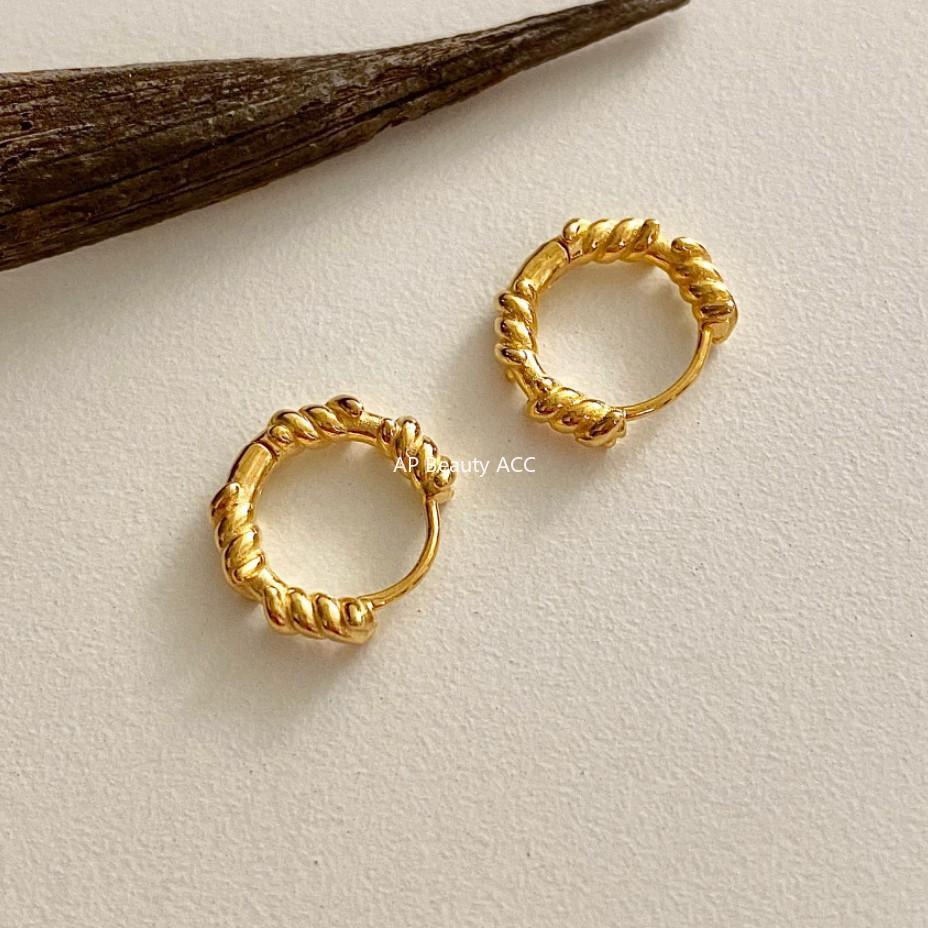 F廠-韓國韓版925純銀螺旋紋耳釘耳扣女簡約時尚ins風耳環耳飾「C1026」25.11-2