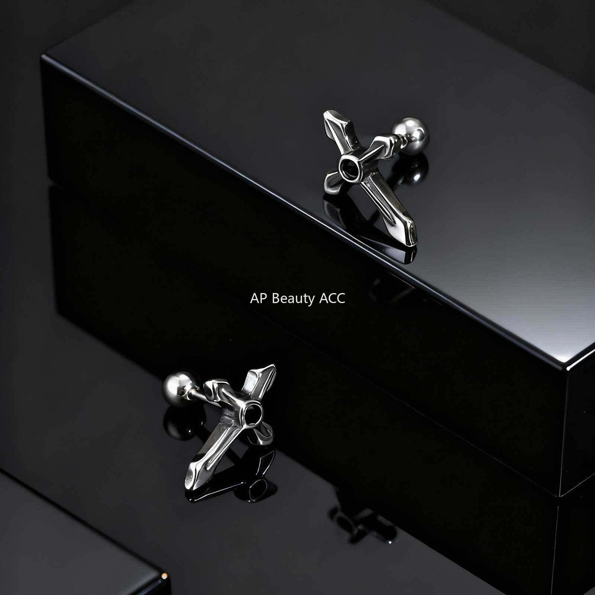 G廠-不鏽鋼復古風酷颯個性十字架耳釘年輕人日常穿搭耳環耳飾「ES-745」25.12-2