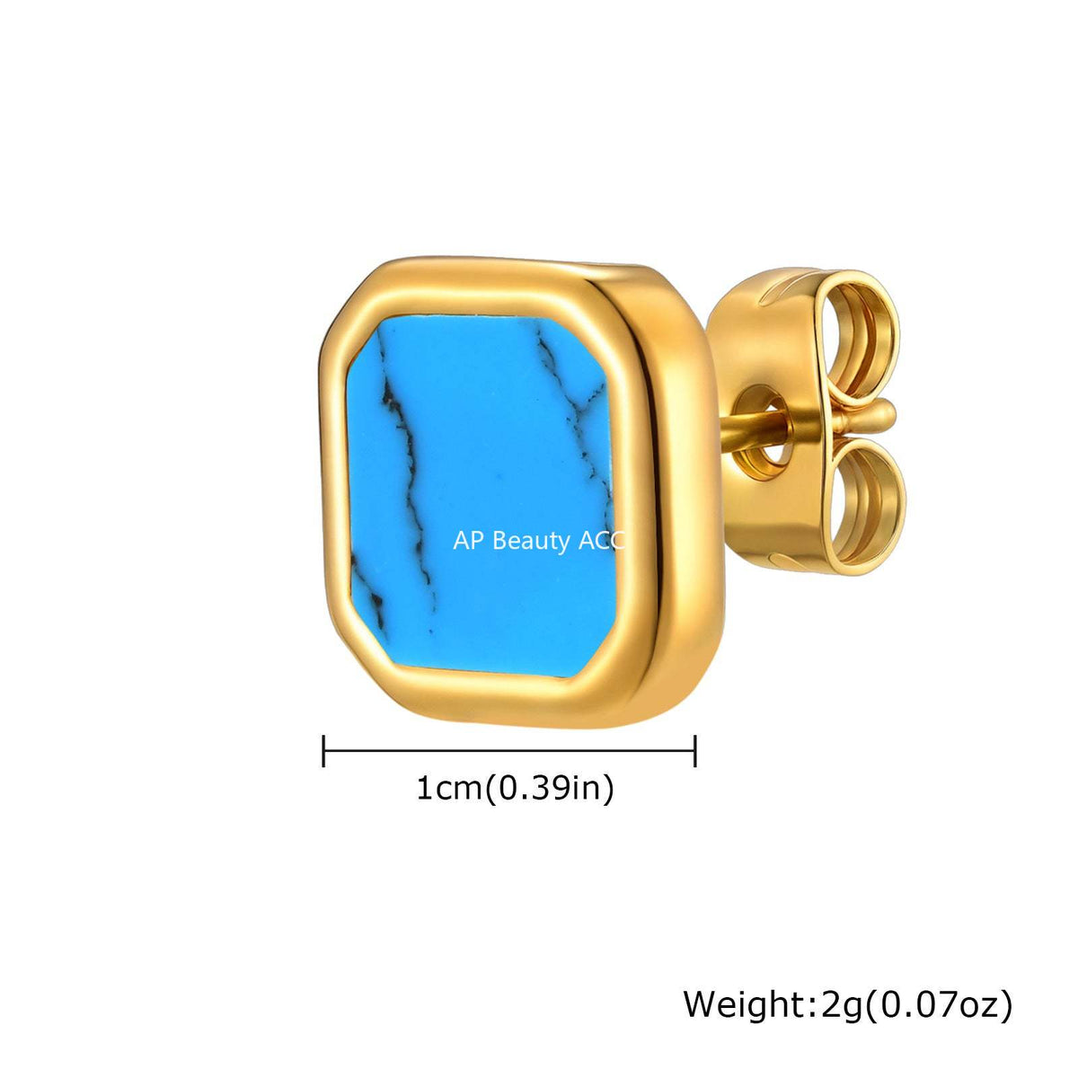 G廠-不鏽鋼時尚簡約款方形貝殼男女耳釘金色百搭潮流耳環批發「ES-728」25.12-2