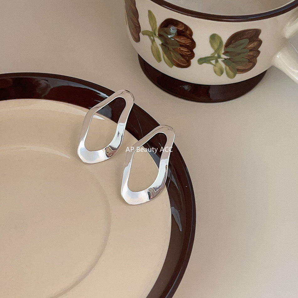 F廠-韓國韓版女925純銀耳釘INS風格設計師不規則造型耳環耳墜網紅耳飾「C588」25.11-1