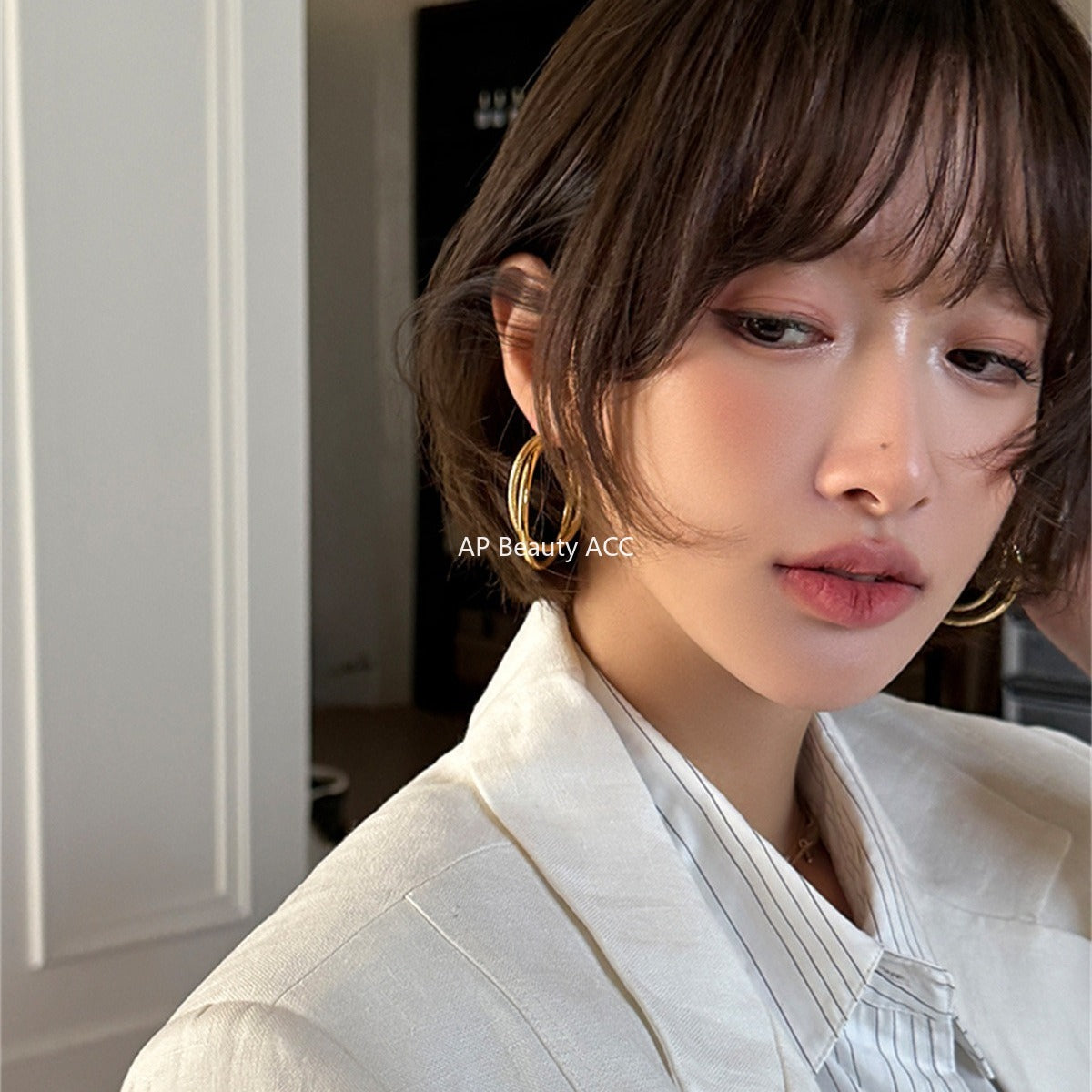 C廠-極簡高級感大耳圈女2025新款爆款時尚百搭耳環簡約小眾設計感耳飾「EH-4033」25.11-1