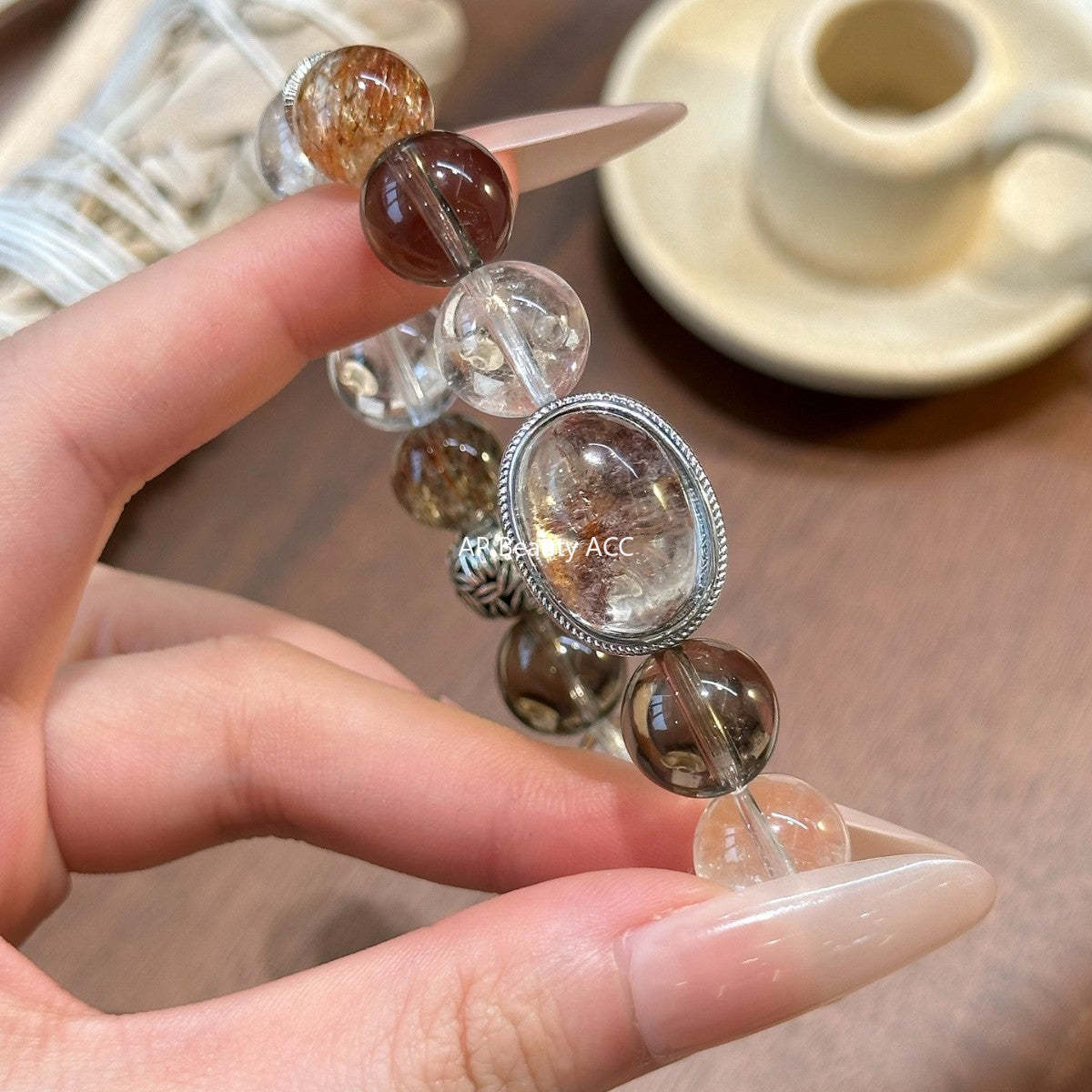 AS廠-天然白阿塞黑金超七黃虎眼串珠手鍊女魔盒手串秋冬高級感設計「l2987」25.11-3