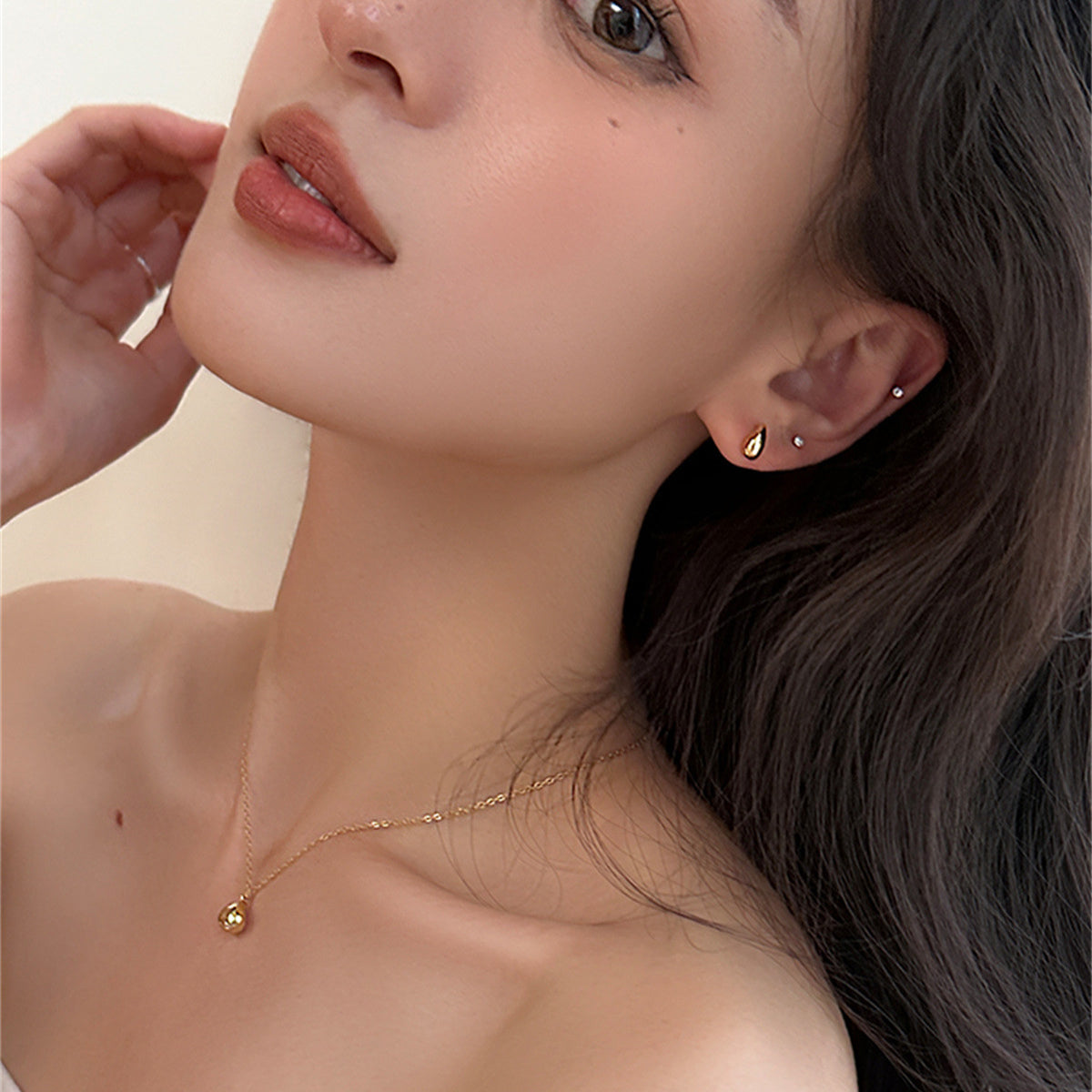 C廠-極簡百搭迷你水滴豆豆耳釘女2025爆款高級感銀針耳環輕奢百搭耳飾「EH-3770」25.07-4