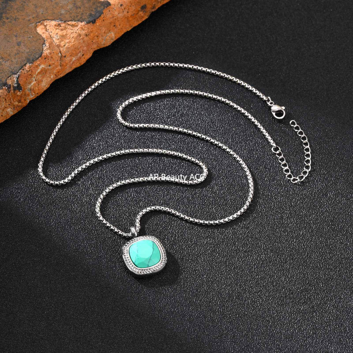 G廠-鈦鋼跨境方形切面吊墜項鍊夏季百搭男士簡約時尚設計感項墜「NC-353」25.11-1