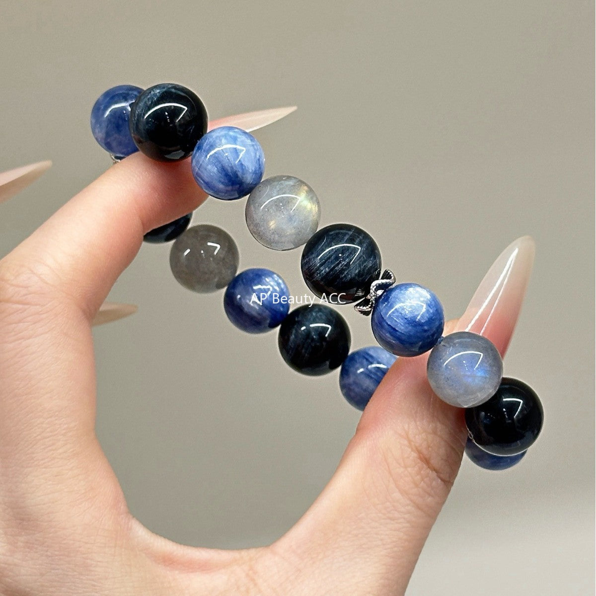 AS廠-天然藍晶石灰月光藍虎眼原創設計DIY手鍊手串水晶批髮「l2984」25.11-2