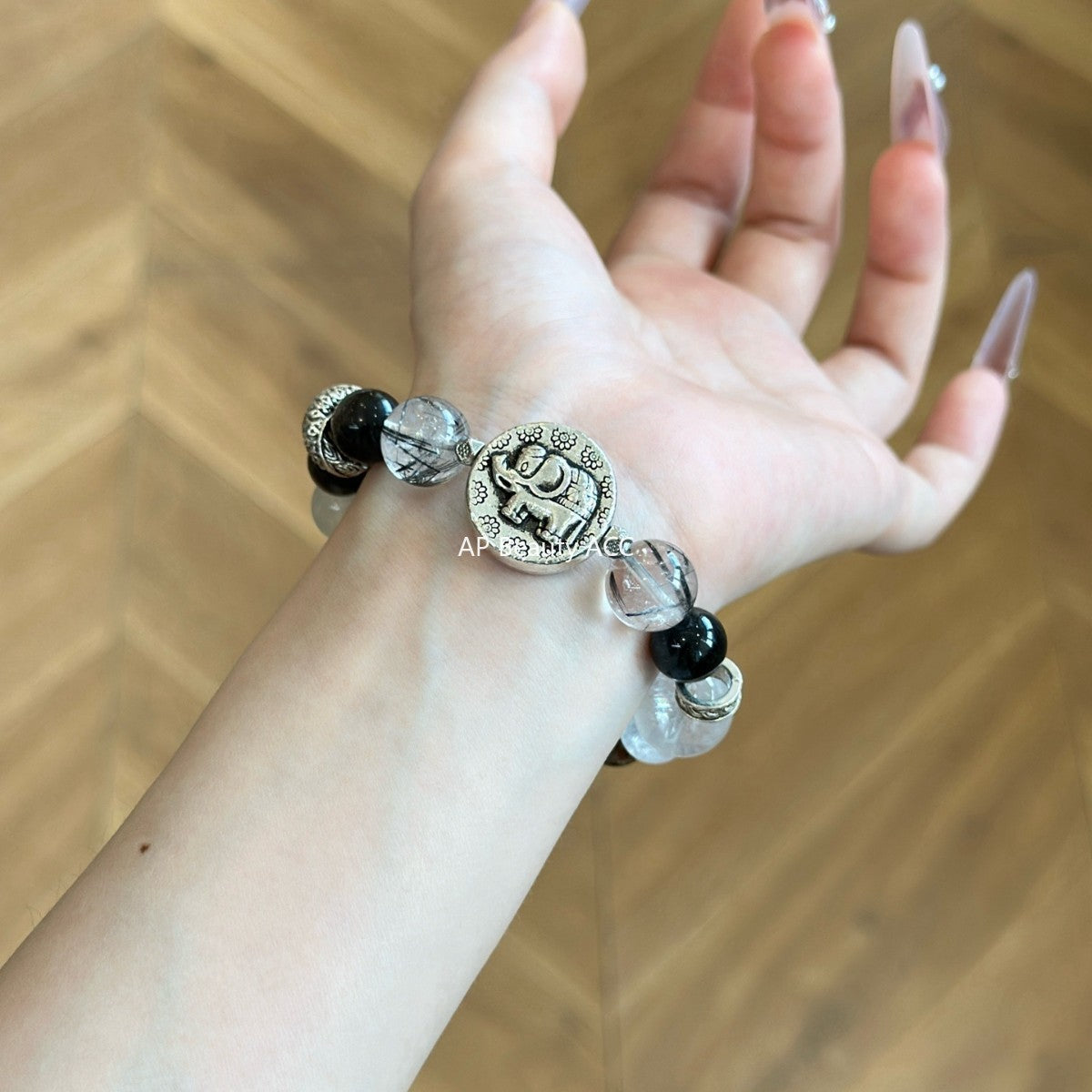 AS廠-天然黑髮晶藍虎眼茶晶白水晶多寶水晶手鍊手串廠家直銷「l2915」25.10-2