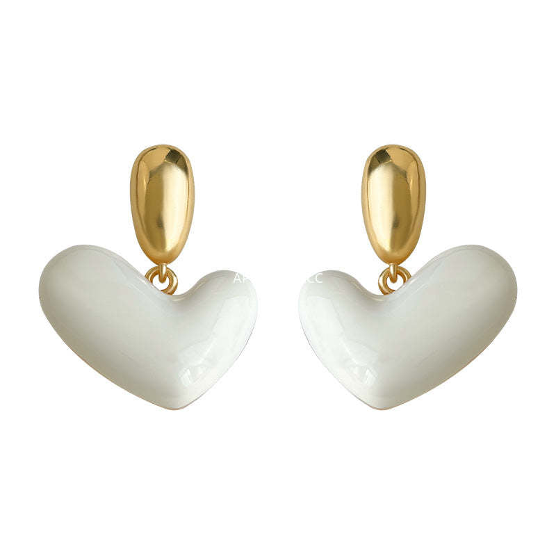 A廠-法式愛心耳環2025新款爆款高級感純銀針耳環女小眾獨特百搭耳飾品「7108」25.11-3