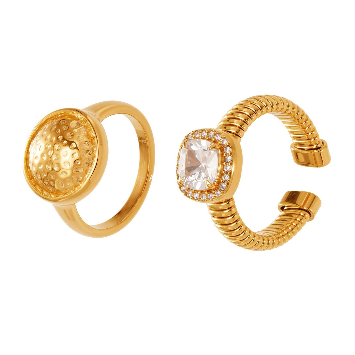 B廠-跨境熱賣新款不鏽鋼方型5A鋯石開口戒指ins風簡約百搭指環「A394-A389」25.11-2