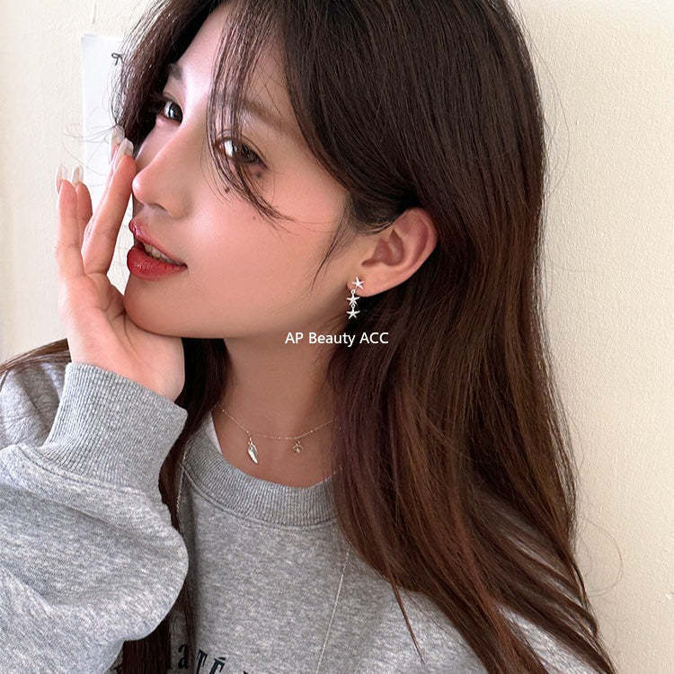 C廠-日韓極簡冷淡風星星流蘇耳釘女潮流復古高級感銀針耳環輕奢耳飾「EH-4335」25.11-4