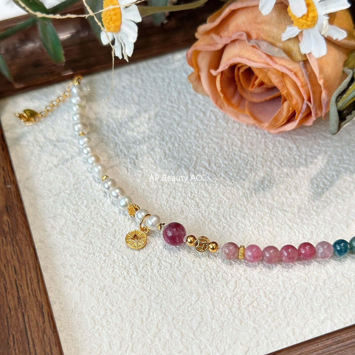 AS廠-天然碧璽手串手鍊女ins小眾設計簡約手飾氣質簡約珍珠手串「l2929」25.11-3