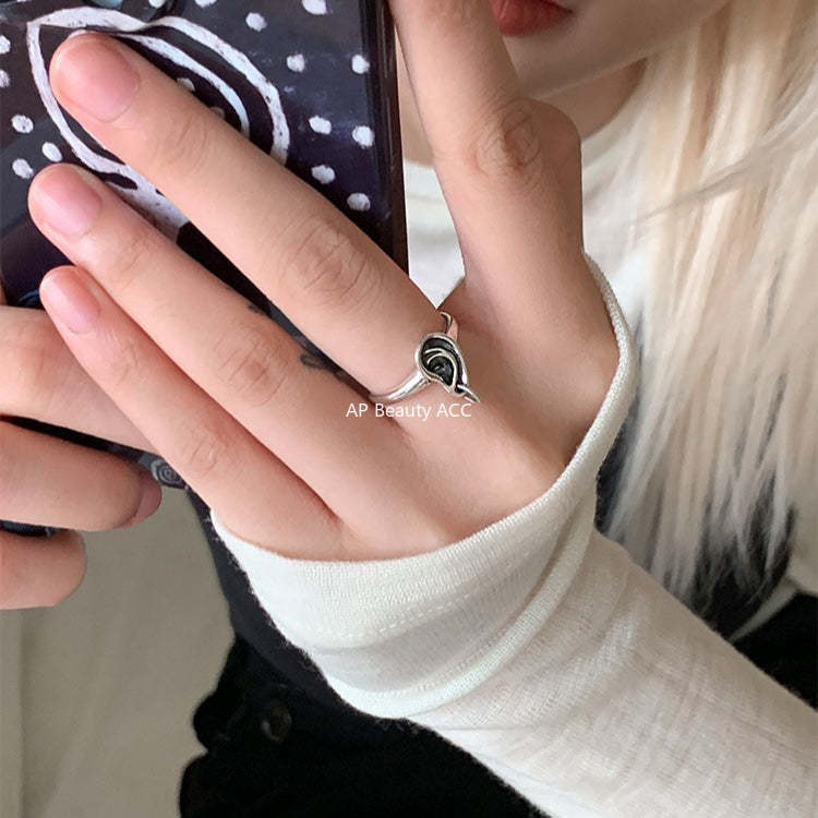 C廠-輕奢復古設計感小耳朵戒指女冷淡風氣質個性純銀食指環ins新指環「JZ-0657」25.10-5